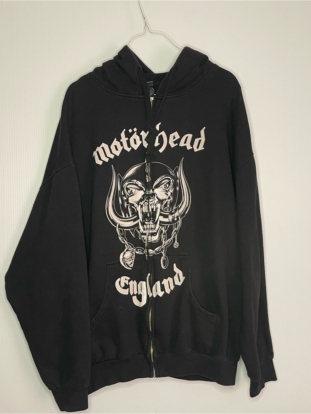Black Graphic Zip-Up Hoodie - England Logo